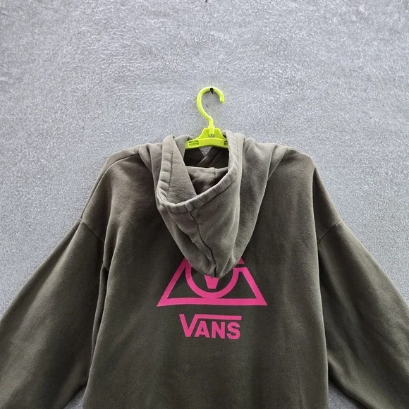 Vans Women Hoodie M Green Fleece Logo Activewear Long Sleeve - Picture 10 of 10